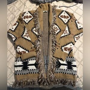 Western Aztec Print Cardigan